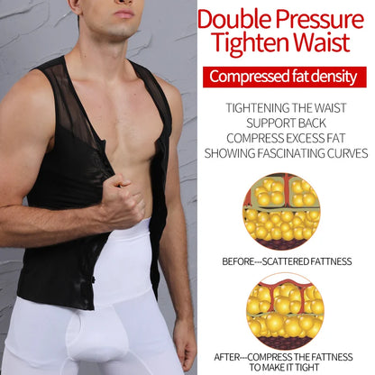 Men's Body Shaper, Abdomen Slimming Shapewear, Belly Shaping Corset, Top Gynecomastia Compression Shirts WIth Zipper Waist Trainer