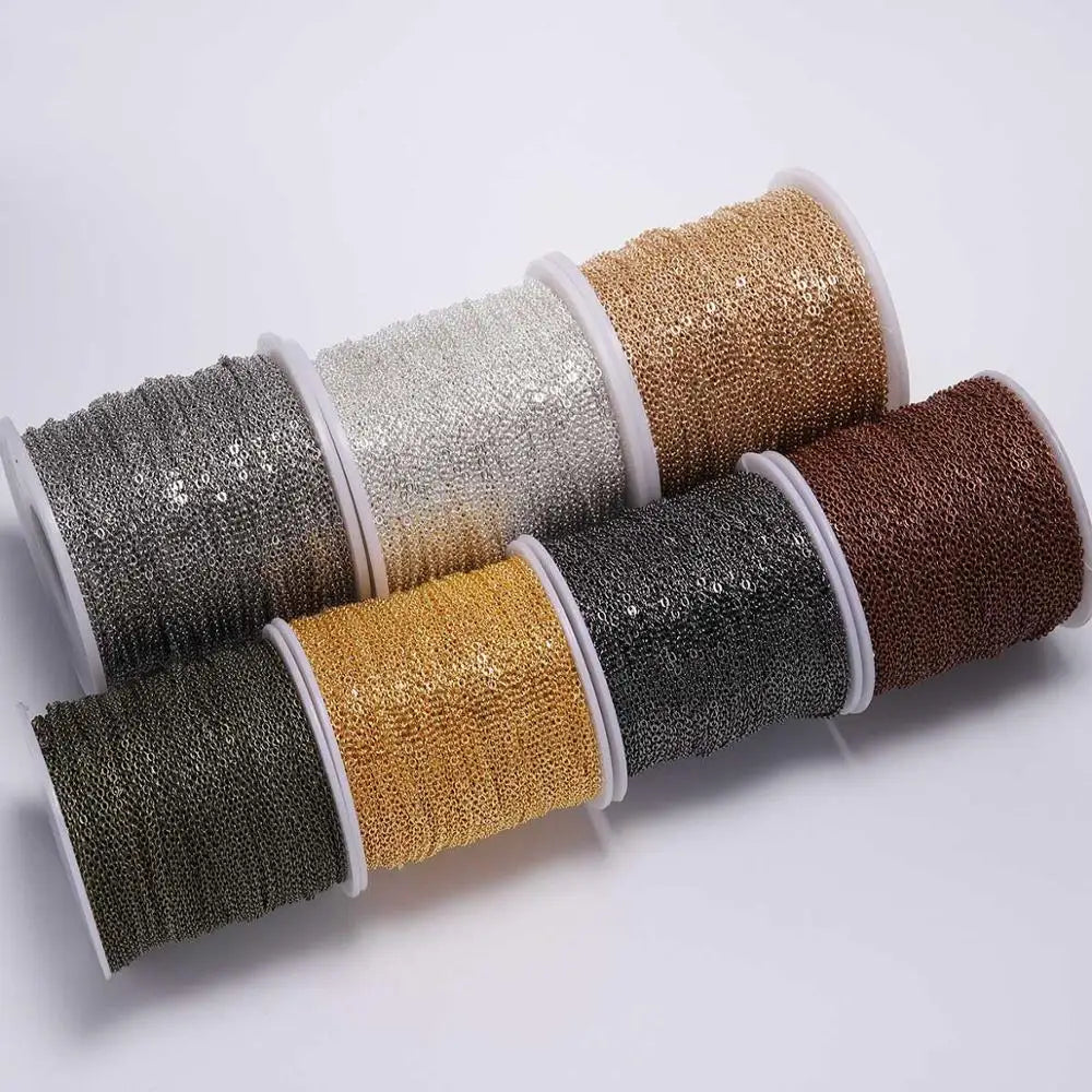 5M/lot, Gold/Bronze Plated Necklace Chain For Jewelry Making Findings, DIY Necklace Chains Materials, Handmade Supplies