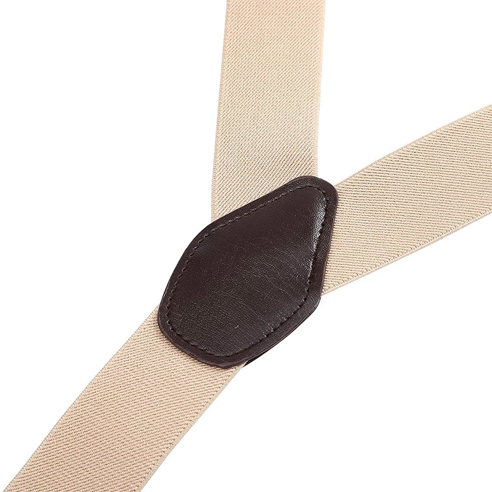 Vintage Suspenders Men Women Adult Leather Trimmed Button End Y Back Adjustable Elastic Trouser Braces Straps Belt Wedding Party