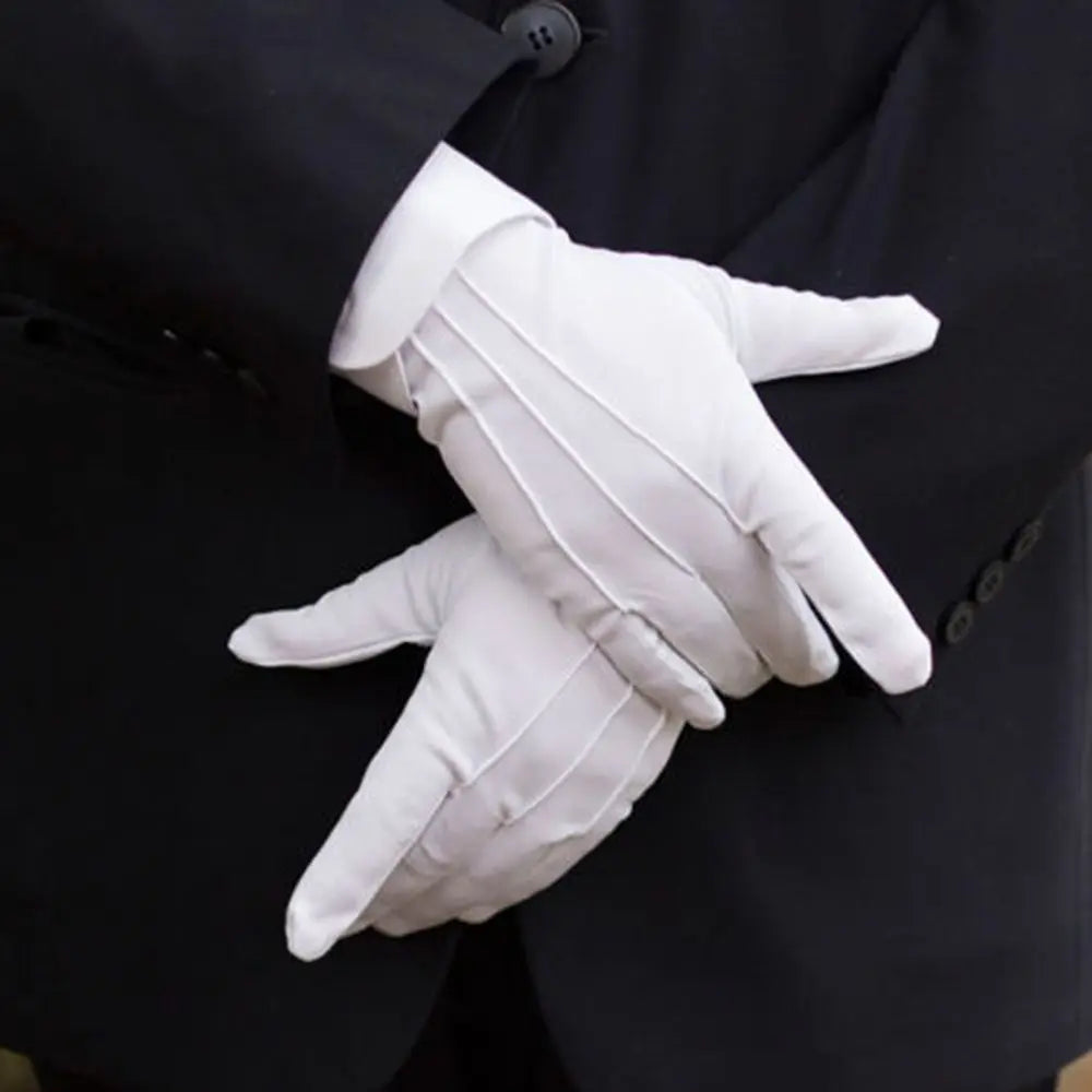 1Pair White Formal Gloves, Tuxedo Honor Guard Parade Inspection Collection Serve Thin Gloves, Thick Gloves, Performance Gloves, Men