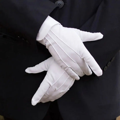1Pair White Formal Gloves, Tuxedo Honor Guard Parade Inspection Collection Serve Thin Gloves, Thick Gloves, Performance Gloves, Men