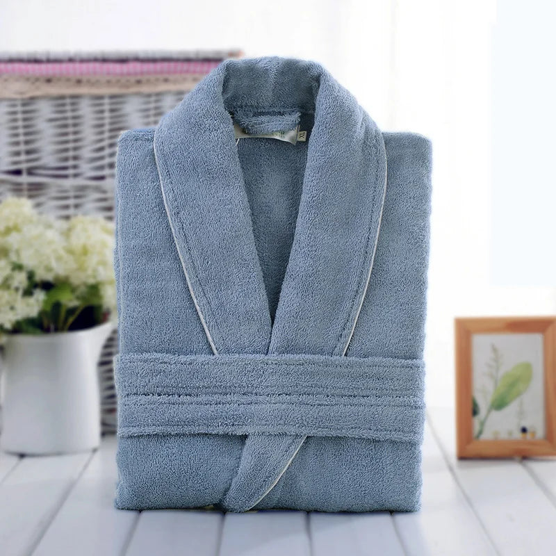 100% Cotton Robe Toweling Terry Robe Unisex lovers Soft Bath Robe Men And Women Nightrobe Sleepwear Male Casual Home Bathrobe