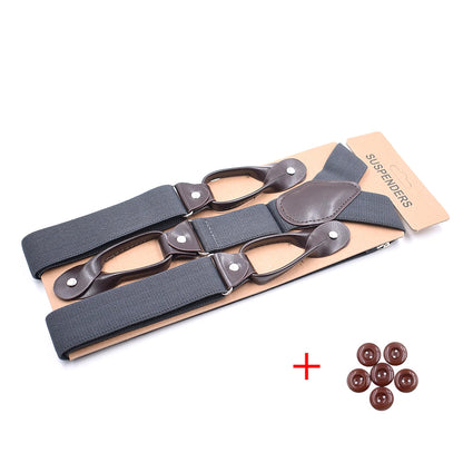 Vintage Suspenders Men Women Adult Leather Trimmed Button End Y Back Adjustable Elastic Trouser Braces Straps Belt Wedding Party