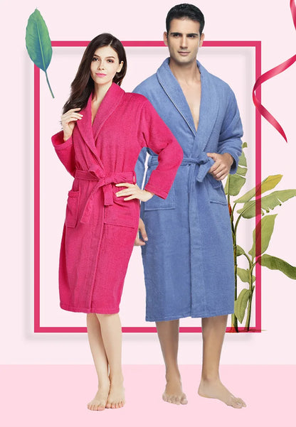 100% Cotton Robe Toweling Terry Robe Unisex lovers Soft Bath Robe Men And Women Nightrobe Sleepwear Male Casual Home Bathrobe
