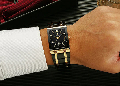 New Fashion Watches For Men, WWOOR Luxury Square Blue Men's Wristwatch, Stainless Steel Waterproof Quartz Clock, Male, Relogio Masculino