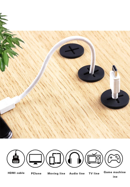 Desk Cord Grommet, Flexible Silicone Cable Hole Cover, Wire Organizer, Cable Pass Through, Round Gasket White