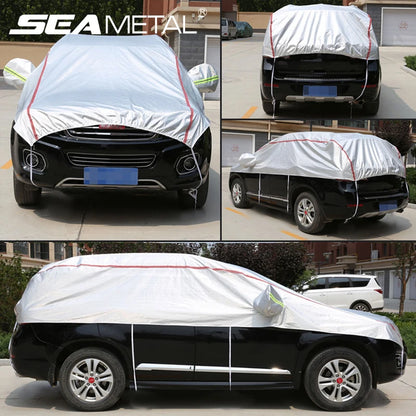 Universal Half Car Cover, Waterproof Outdoor Cover, Oxford Sun Rain Uv Protection, Dustproof Snowproof Car Body Cover for SUV Sedan