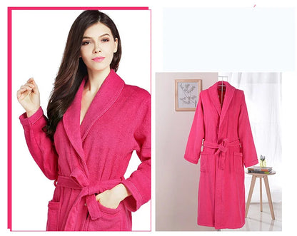 100% Cotton Robe Toweling Terry Robe Unisex lovers Soft Bath Robe Men And Women Nightrobe Sleepwear Male Casual Home Bathrobe