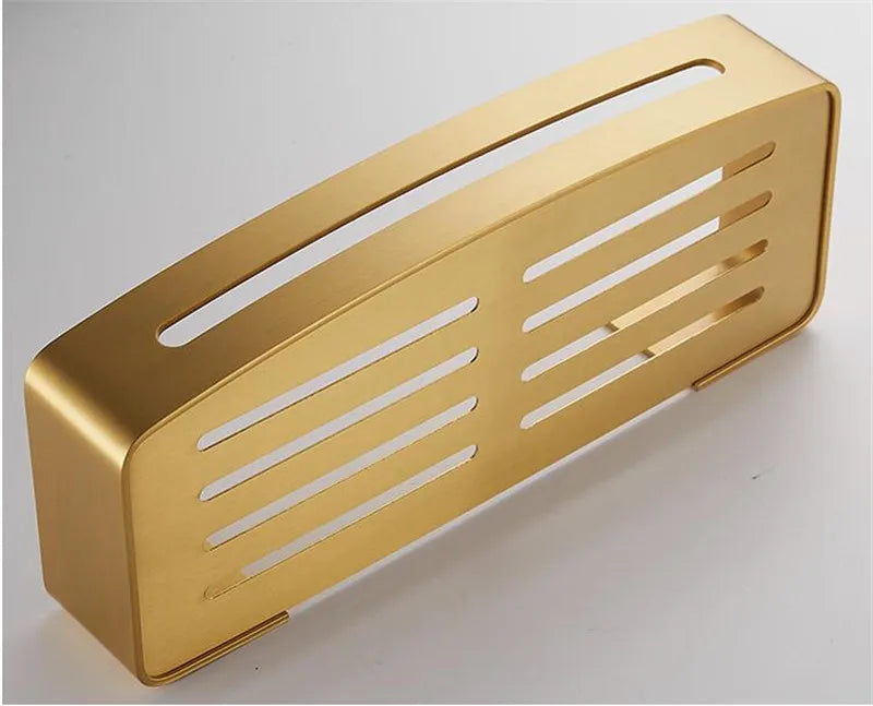 Corner Shelf, Wall Mounted Bathroom Shelf, Brushed Gold Aluminum Bath Shower Shelf, Bath Shampoo Holder Corner shelf