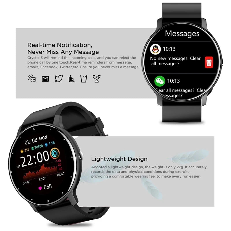 LIGE New Smart Watch, Women Men Ladies Gift, Sport Fitness Men Women Watches, Heart Rate Monitor, Waterproof Smartwatch For Android IOS