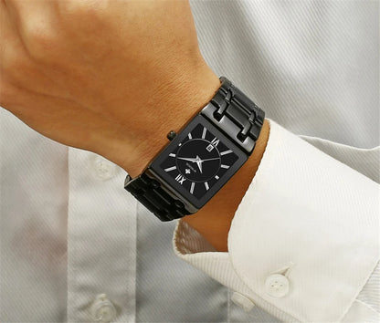 New Fashion Watches For Men, WWOOR Luxury Square Blue Men's Wristwatch, Stainless Steel Waterproof Quartz Clock, Male, Relogio Masculino