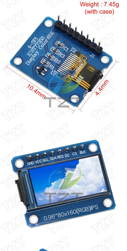 TFT Display 0.96 / 1.3 inch IPS 7P SPI HD 65K Full Color LCD Module ST7735 / ST7789 Drive IC 80*160 240*240 (Not OLED)