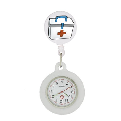 Retractable Hospital Medical Icon Love Heart Badge Reel Cartoon, Nurse Doctor Pocket Watch, Hang Clips Quartz Watches Clock
