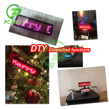 Rechargeable Bluetooth Digital LED Badge DIY Programmable Scrolling Message Mini LED Name Tag Badge Module Support 15 Languages