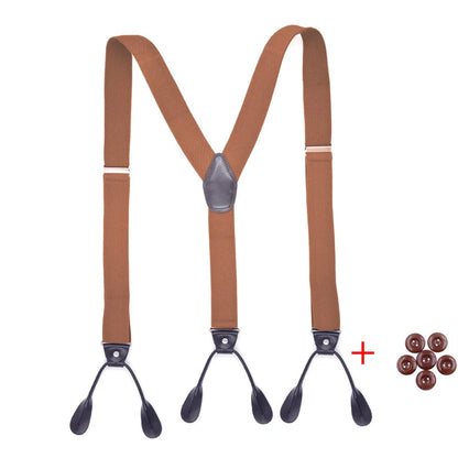 Vintage Suspenders Men Women Adult Leather Trimmed Button End Y Back Adjustable Elastic Trouser Braces Straps Belt Wedding Party