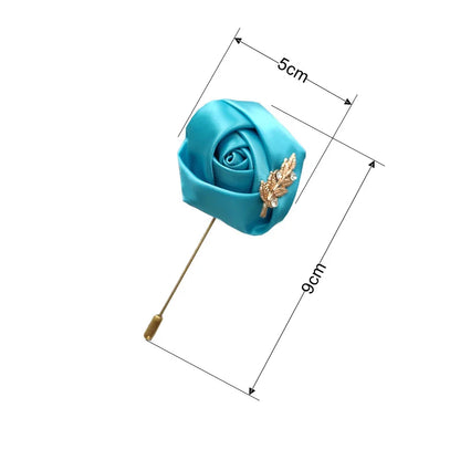 Groom Boutonniere Lapel Pins, Wedding Corsage Suit Buttonhole Silk Roses Gold Leaves Men Women Brooch Flowers, Mariage Accessories