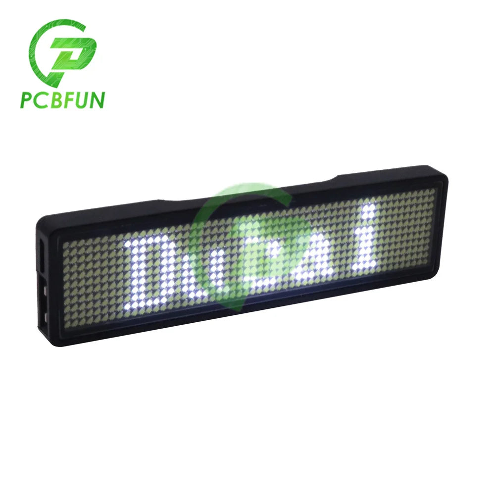 Rechargeable Bluetooth Digital LED Badge DIY Programmable Scrolling Message Mini LED Name Tag Badge Module Support 15 Languages