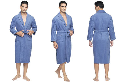 100% Cotton Robe Toweling Terry Robe Unisex lovers Soft Bath Robe Men And Women Nightrobe Sleepwear Male Casual Home Bathrobe