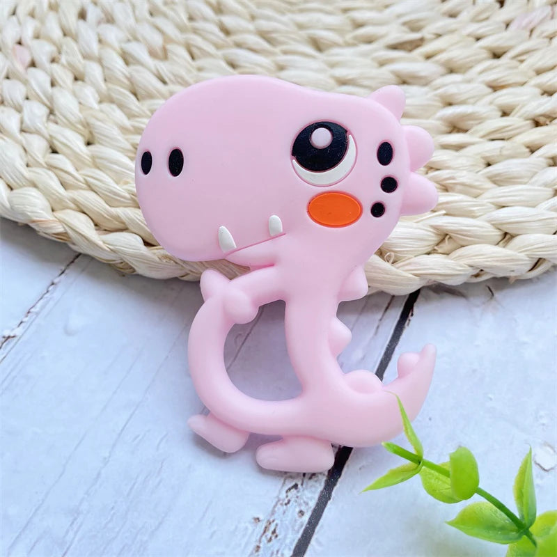1Pcs, Silicone Dinosaur Teether, Cartoon Animal Rodent Teeth, Necklace Food Grade Baby Chew Toy