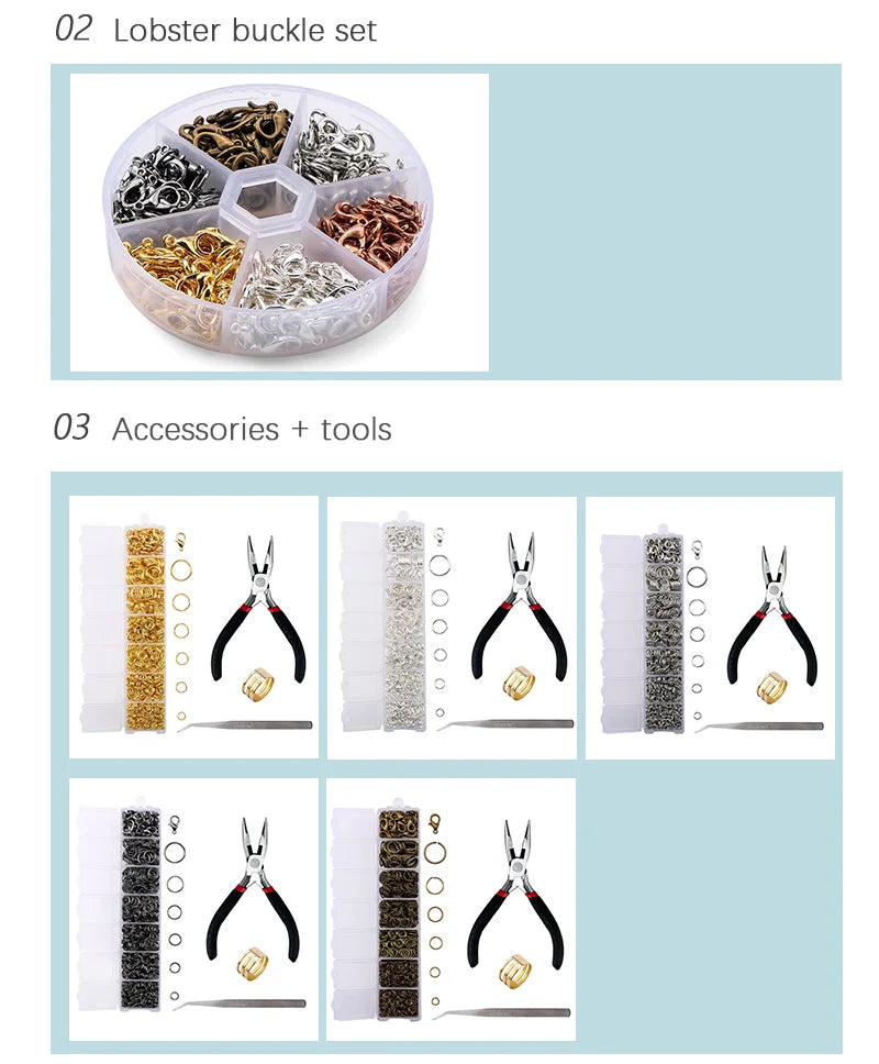 A Set Jewelry Findings Tool Set Open Jump Rings, Jewelry Pliers, Lobster Clasps Hooks, Jewelry Tweezers Jewelry Making Supplies