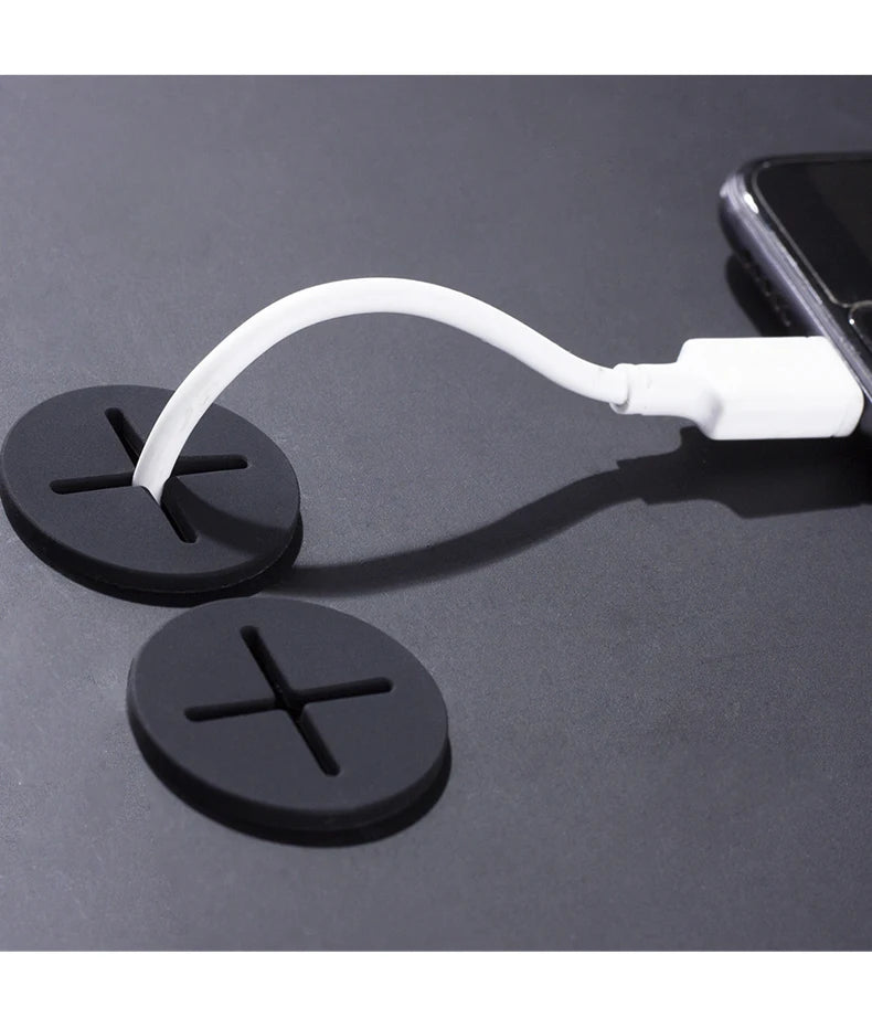 Desk Cord Grommet, Flexible Silicone Cable Hole Cover, Wire Organizer, Cable Pass Through, Round Gasket White