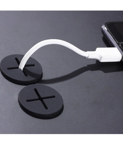 Desk Cord Grommet, Flexible Silicone Cable Hole Cover, Wire Organizer, Cable Pass Through, Round Gasket White