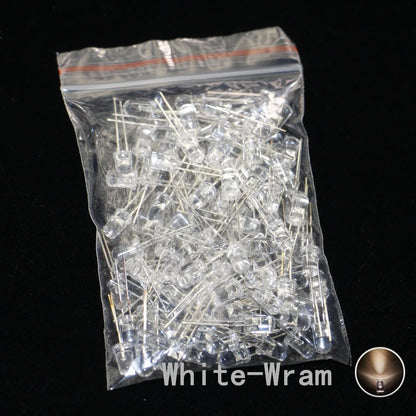 100pcs, 5mm LED Diode, 5mm Assorted Kit, White Green Red Blue Yellow Orange Pink Purple Warm white DIY Light Emitting Diode