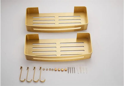 Corner Shelf, Wall Mounted Bathroom Shelf, Brushed Gold Aluminum Bath Shower Shelf, Bath Shampoo Holder Corner shelf