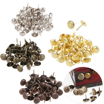 50pcs Brass Thumbtack Board Pins Drawing Photo Wall Studs Office School Supplies Antique Bronze Nail Push Pins Box Sofa Decor