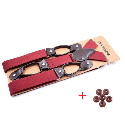 Vintage Suspenders Men Women Adult Leather Trimmed Button End Y Back Adjustable Elastic Trouser Braces Straps Belt Wedding Party