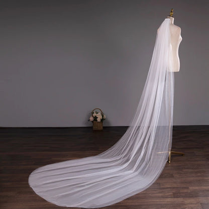 Wholesale Soft Tulle 3-Meter 5-Meter White Ivory Voile Mariée Long Wedding Veil with Metal Comb Bridal Headwear Vestido De Noiva