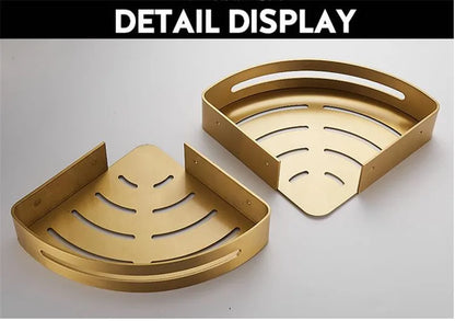Corner Shelf, Wall Mounted Bathroom Shelf, Brushed Gold Aluminum Bath Shower Shelf, Bath Shampoo Holder Corner shelf