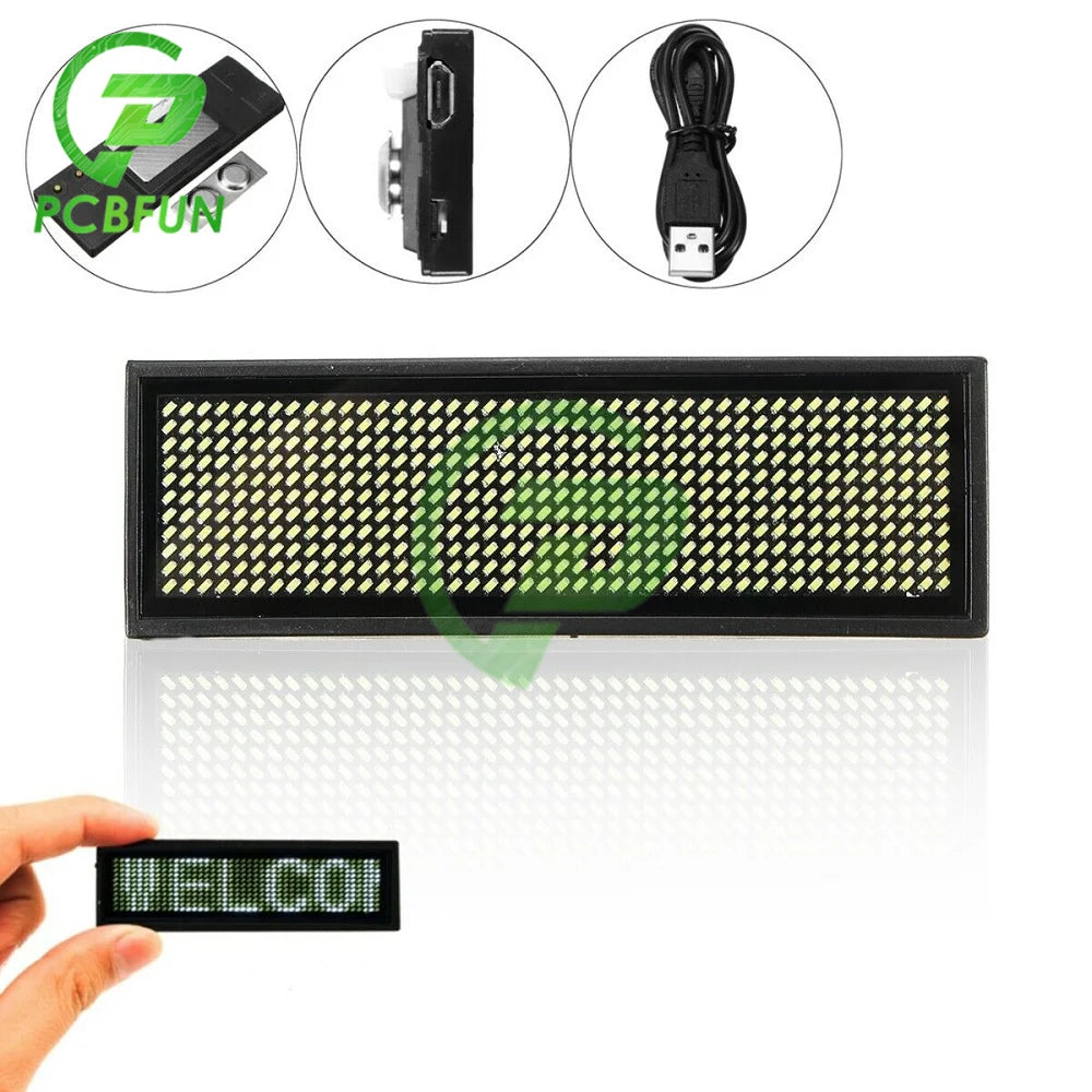 Rechargeable Bluetooth Digital LED Badge DIY Programmable Scrolling Message Mini LED Name Tag Badge Module Support 15 Languages
