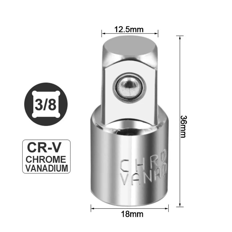 Ratchet Wrench Socket Converter Sleeve Head Adapter 1/2" (Female) to 3/8" (Male), 3/8" (Female) to 1/4" (Male), 1/4" (Female) to 3/8" (Male), 3/8" (Female) to 1/2" (Male) Stainless Steel