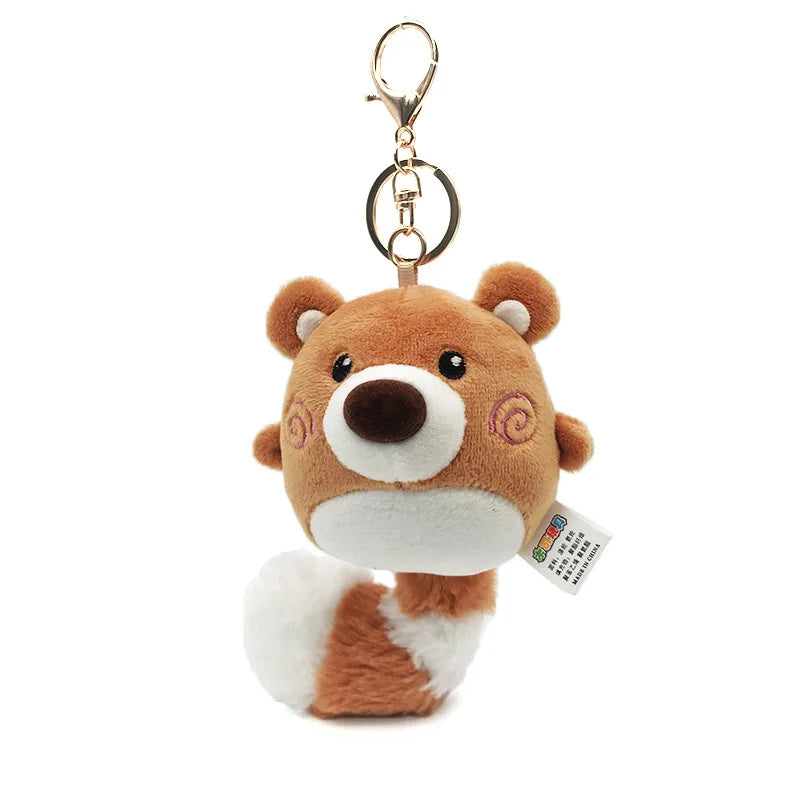 Cute Cartoon Animal Plush Keychain 15cm Turtle Elephant Tiger Lion Hippo Raccoon Bulldog Cat Penguin Monkey Plush Toy