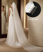 Wholesale Soft Tulle 3-Meter 5-Meter White Ivory Voile Mariée Long Wedding Veil with Metal Comb Bridal Headwear Vestido De Noiva