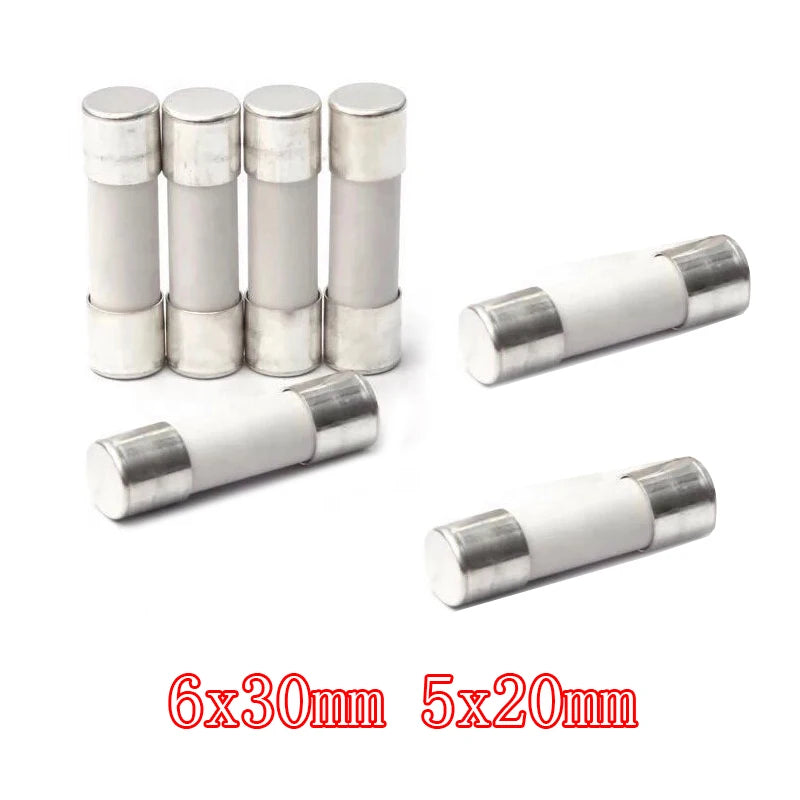 10-100Pcs Fast Blow Ceramic Fuse 5mm x 20mm 6x30 T 0.5A 1A 2A 3A 4A 5A 6A 8A 10A 15A 16A 20A 30A 250V Car Cigar Microwave Oven