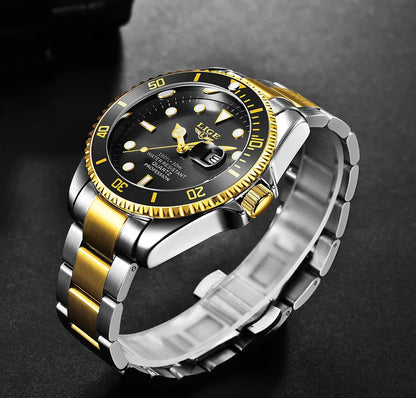 Luxury Fashion Diver Watch For Men, 30ATM Waterproof Date Clock, Sports Watch For Mens, Quartz Wristwatch, Relogio Masculino, LIGE Top Brand
