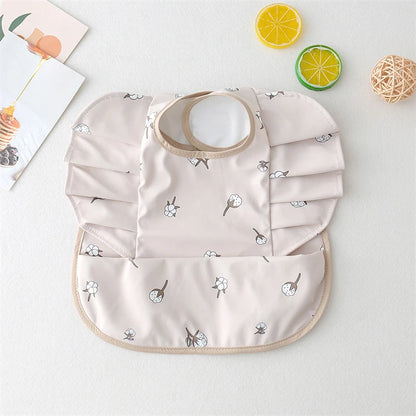 Baby Bibs INS Nordic Style Angel Feed Pocket Burp Girl Boy Infant Meals Bib Waterproof Easy Clean Cute Elephant Bibs Soft PU
