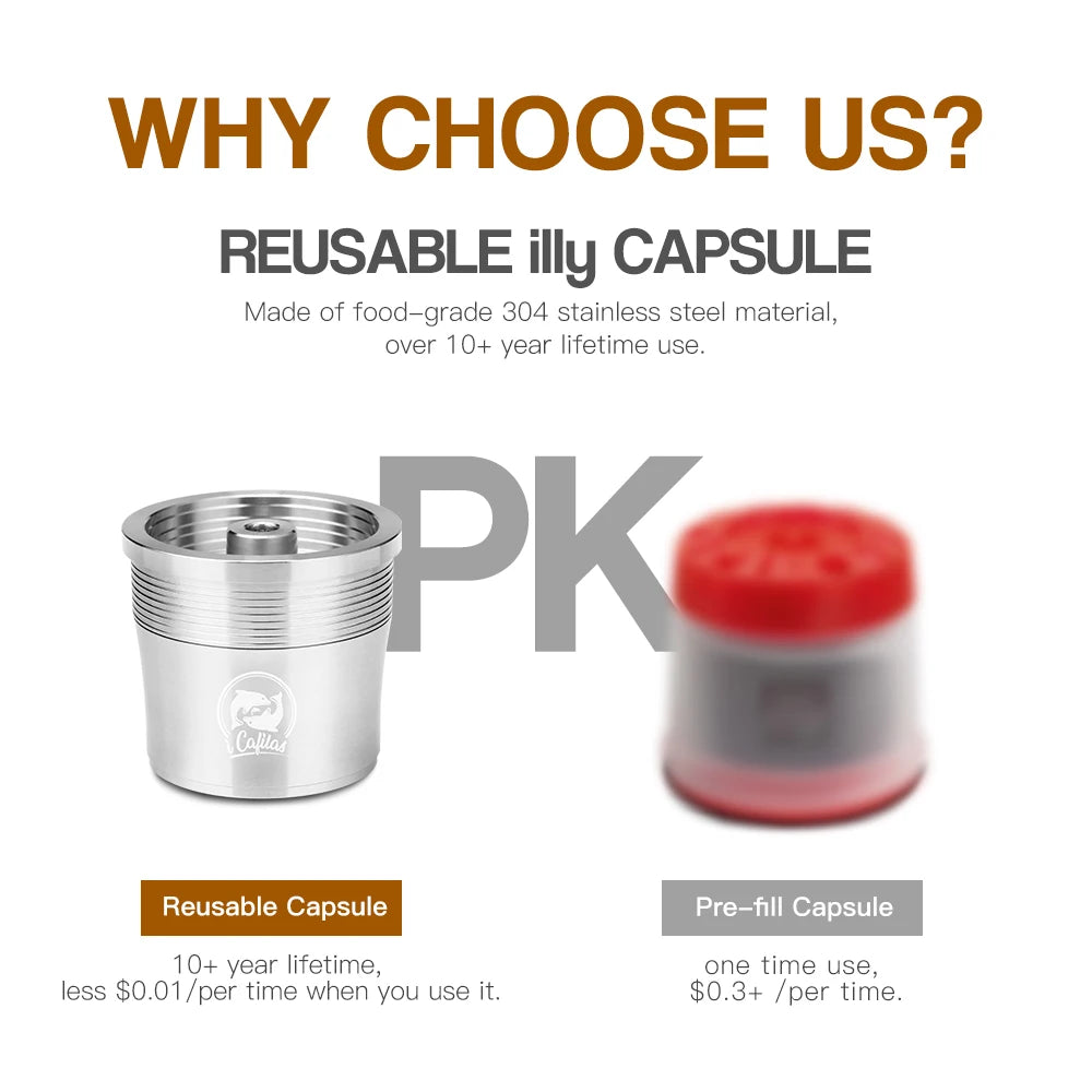 ICafilas Reusable Coffee Capsule Pod For illy X7.1 illy Y5 Machine Stainless Steel Refillable Coffee Maker Filter