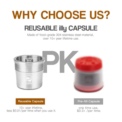 ICafilas Reusable Coffee Capsule Pod For illy X7.1 illy Y5 Machine Stainless Steel Refillable Coffee Maker Filter