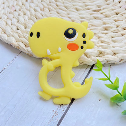 1Pcs, Silicone Dinosaur Teether, Cartoon Animal Rodent Teeth, Necklace Food Grade Baby Chew Toy