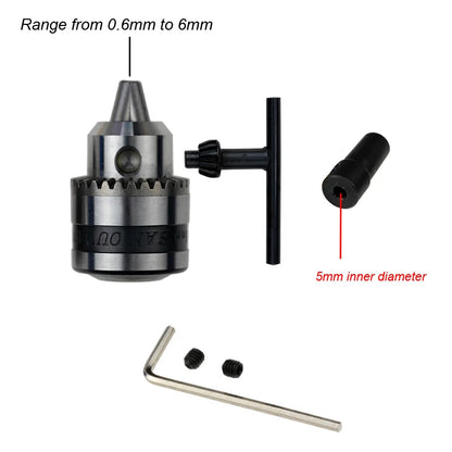 Mini Electric Drill Chuck Threaded  Clamp 0.6mm-6mm B10 Mount Taper Connector Rod Motor Shaft with Adapter Key Wrench Power Tool