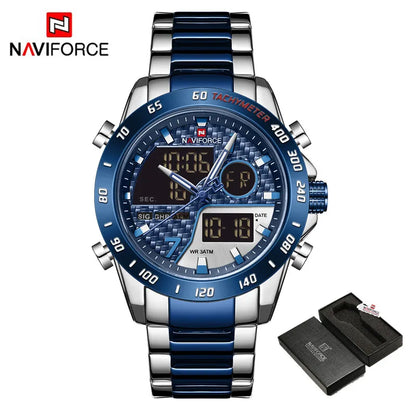 NAVIFORCE Luxury Brand Men's Wrist Watch Military Digital Sport Watches For Men Steel Strap Quartz Clock Male Relogio Masculino