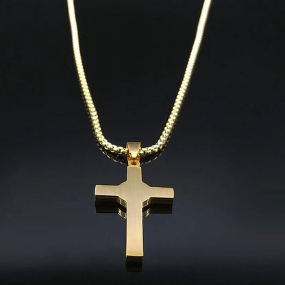 Catholic Jesus Cross Stainless Steel Necklace Saint Benedict Crystal Virgin Mary Pendant Crucifix Male Necklaces Jewelry cruz
