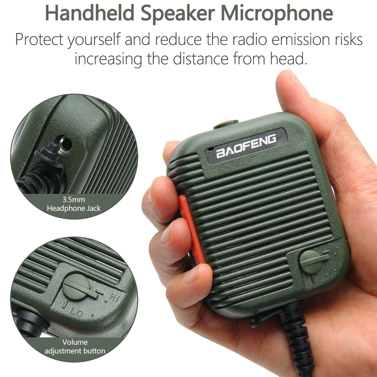 Baofeng AR-152 Tactical Remote Speaker Mic K Plug 2 Pin Volume Adjustable For AR-152 UV-5R UV-25 PRO Walkie Talkie Two Way Radio
