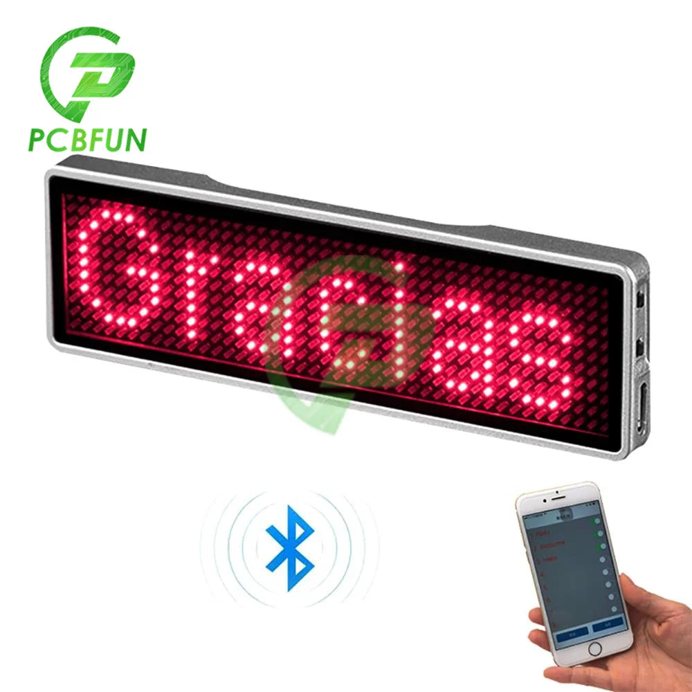 Rechargeable Bluetooth Digital LED Badge DIY Programmable Scrolling Message Mini LED Name Tag Badge Module Support 15 Languages