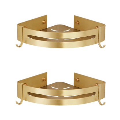 Corner Shelf, Wall Mounted Bathroom Shelf, Brushed Gold Aluminum Bath Shower Shelf, Bath Shampoo Holder Corner shelf