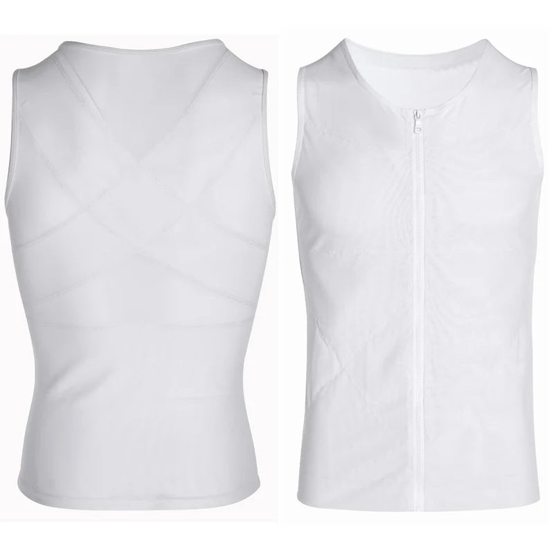 Men's Body Shaper, Abdomen Slimming Shapewear, Belly Shaping Corset, Top Gynecomastia Compression Shirts WIth Zipper Waist Trainer