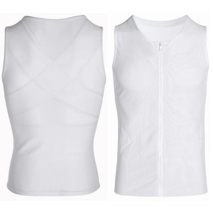 Men's Body Shaper, Abdomen Slimming Shapewear, Belly Shaping Corset, Top Gynecomastia Compression Shirts WIth Zipper Waist Trainer